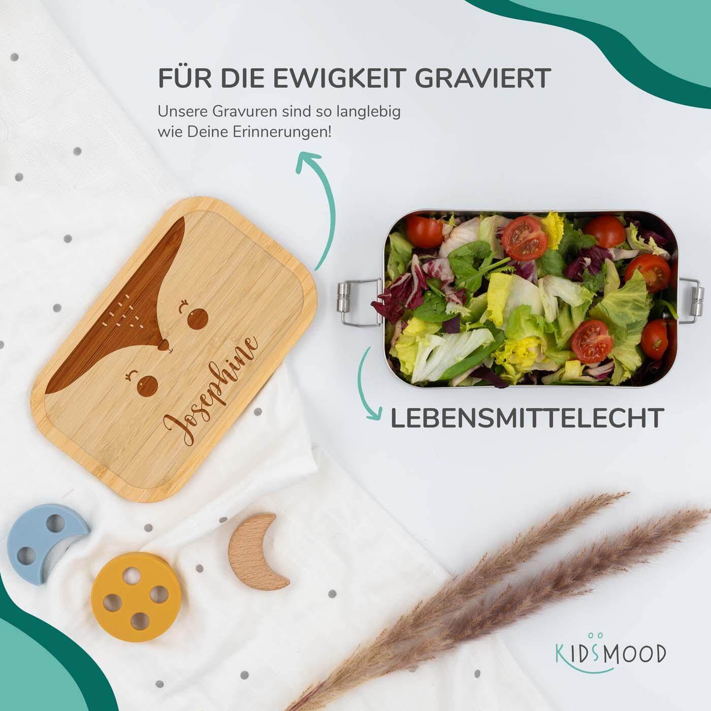 lunchbox with fuchsgesicht design and personalized name
