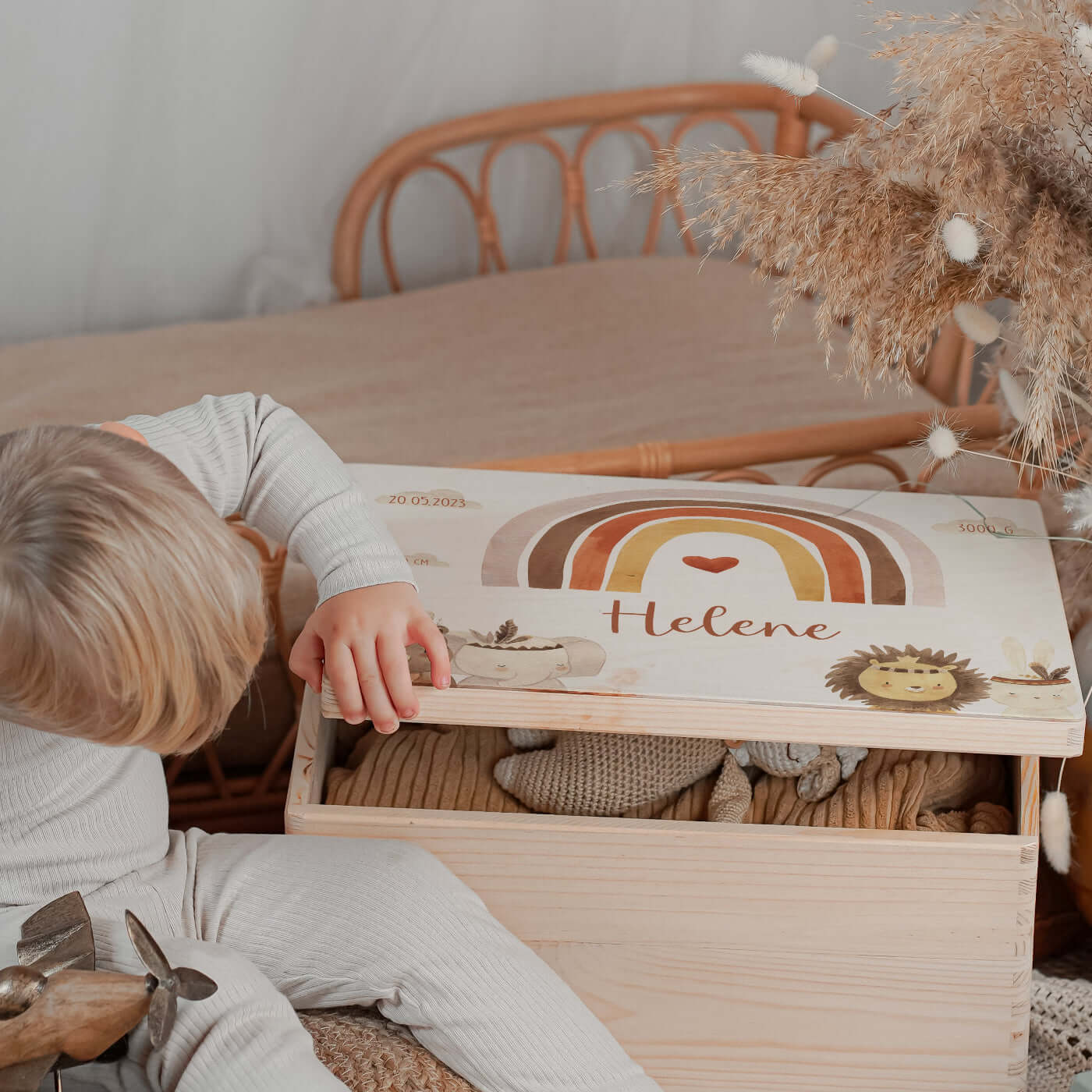 Erinnerungsbox Baby - Boho Tierfamilie