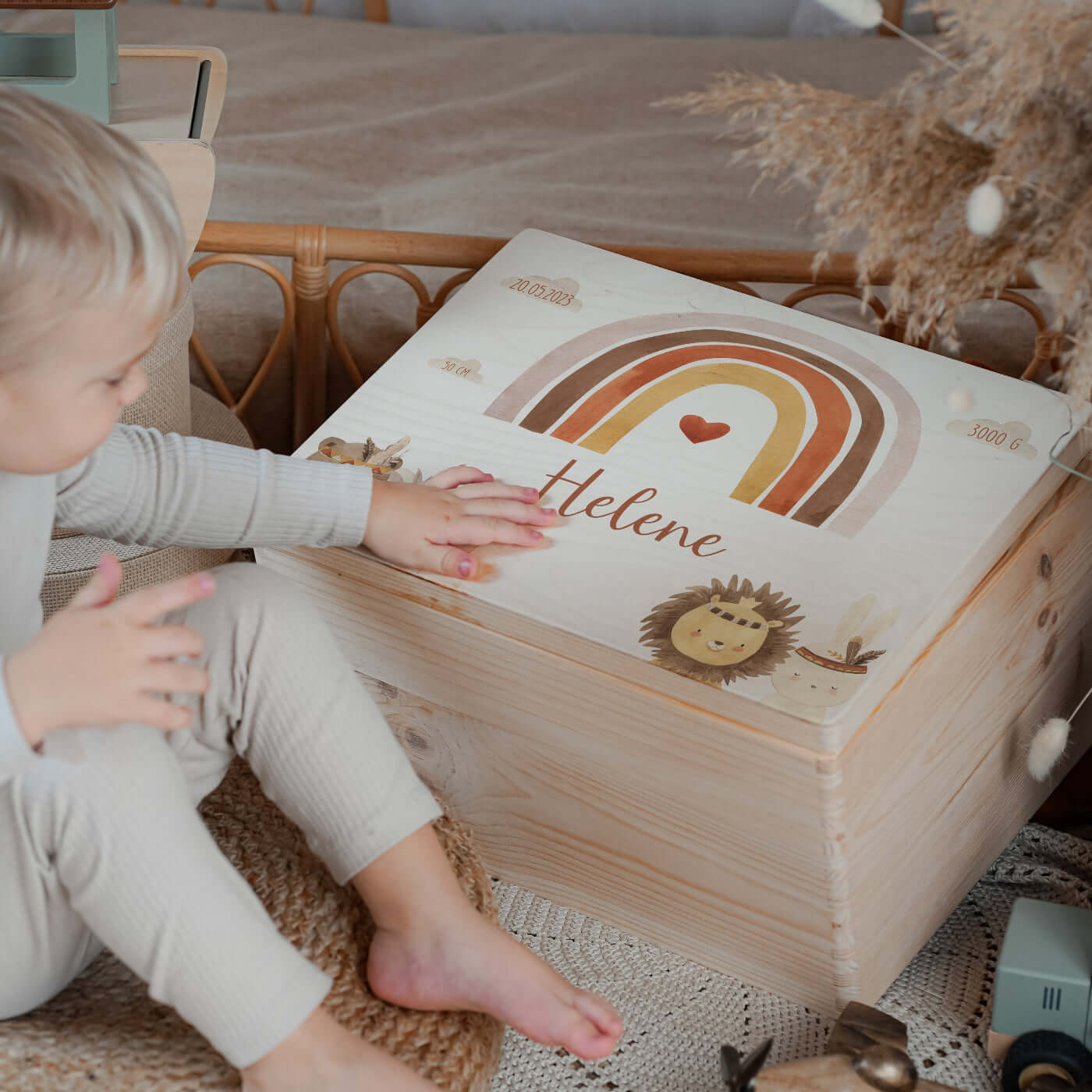 Erinnerungsbox Baby - Boho Tierfamilie