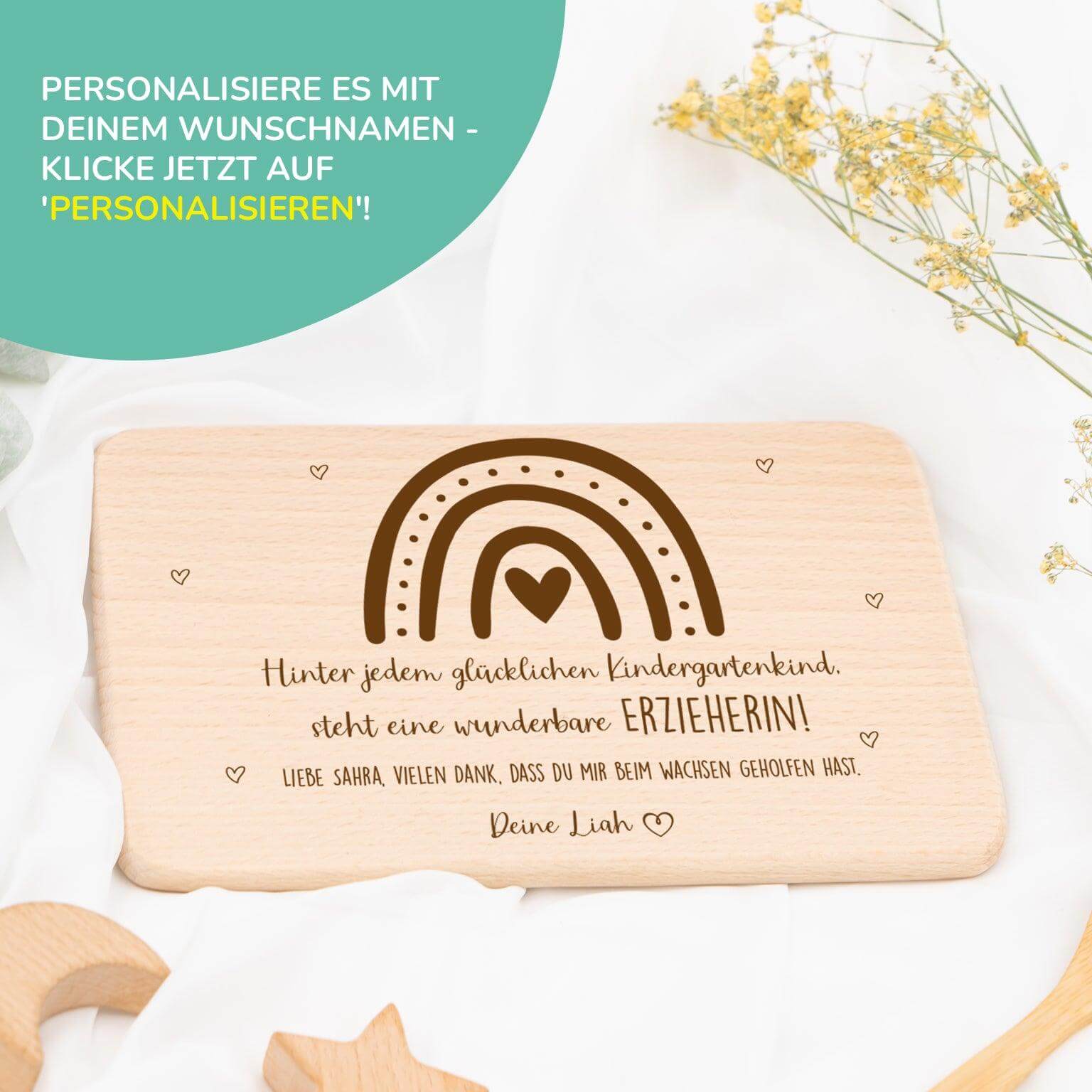 breakfast board with Abschiedsgeschenk design and personalized name