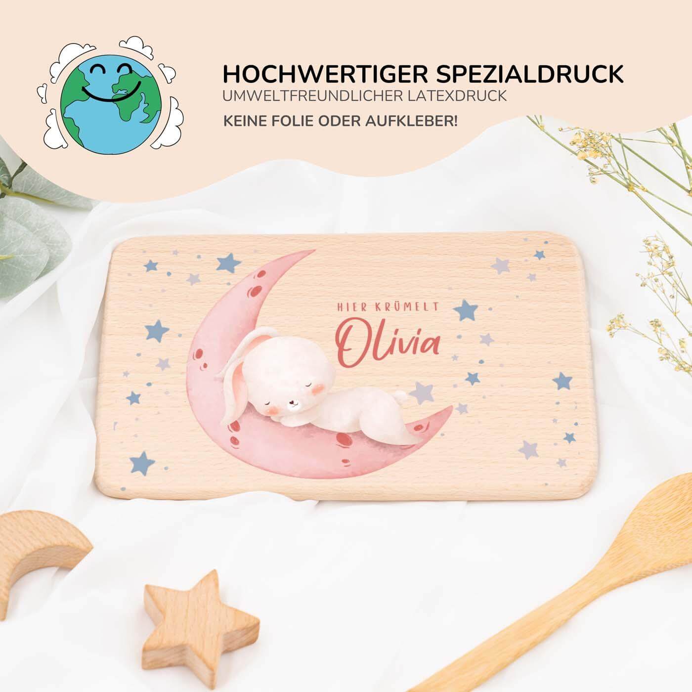 frühstücksbrettchen mit baby hase motiv für kinder