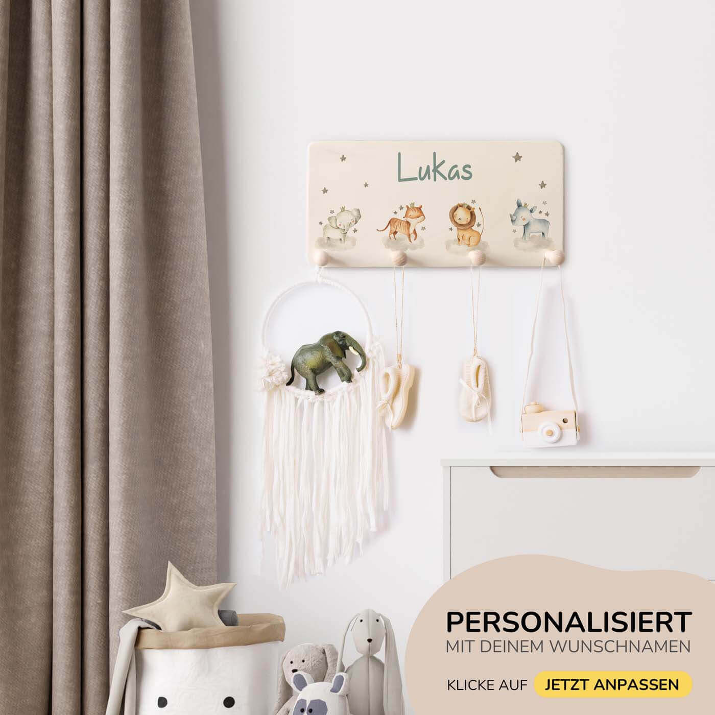 personalisiertes safari-bundle mit handgefertigtem tonieboxregal