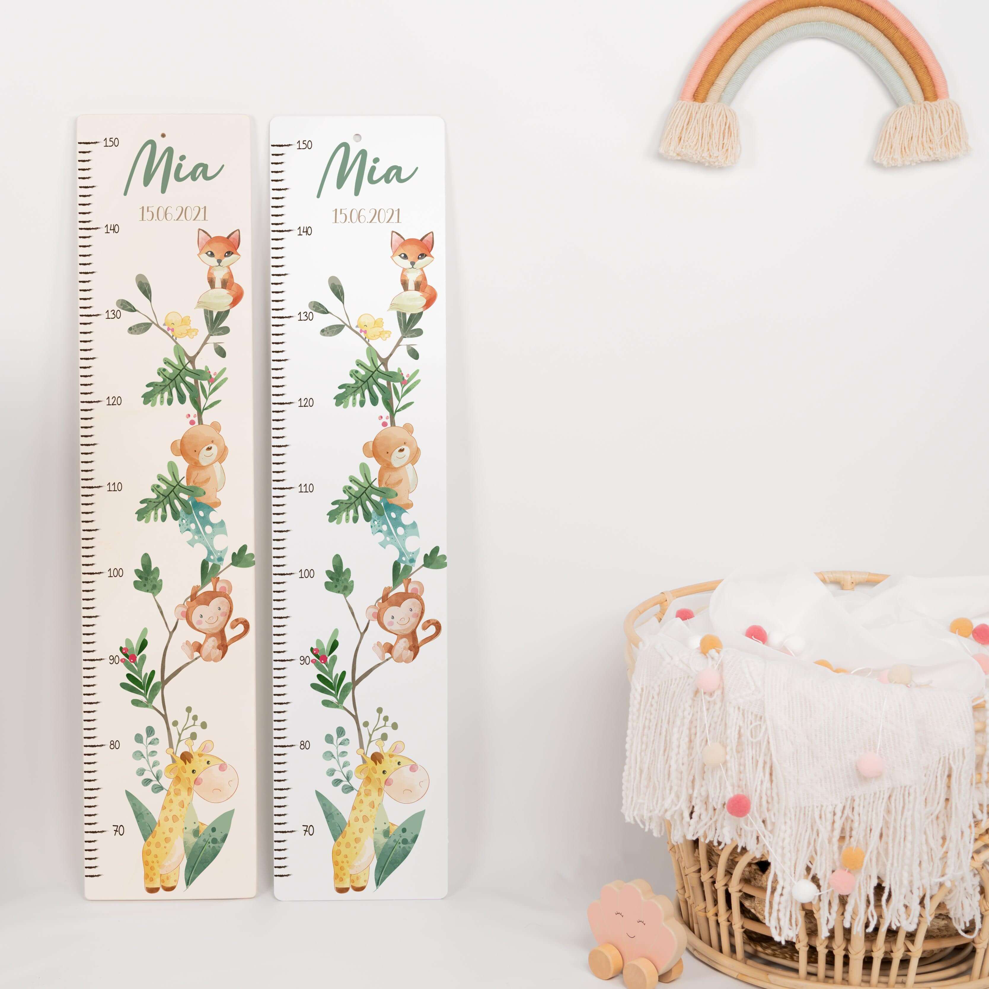 personalized height chart with bear and jungle design