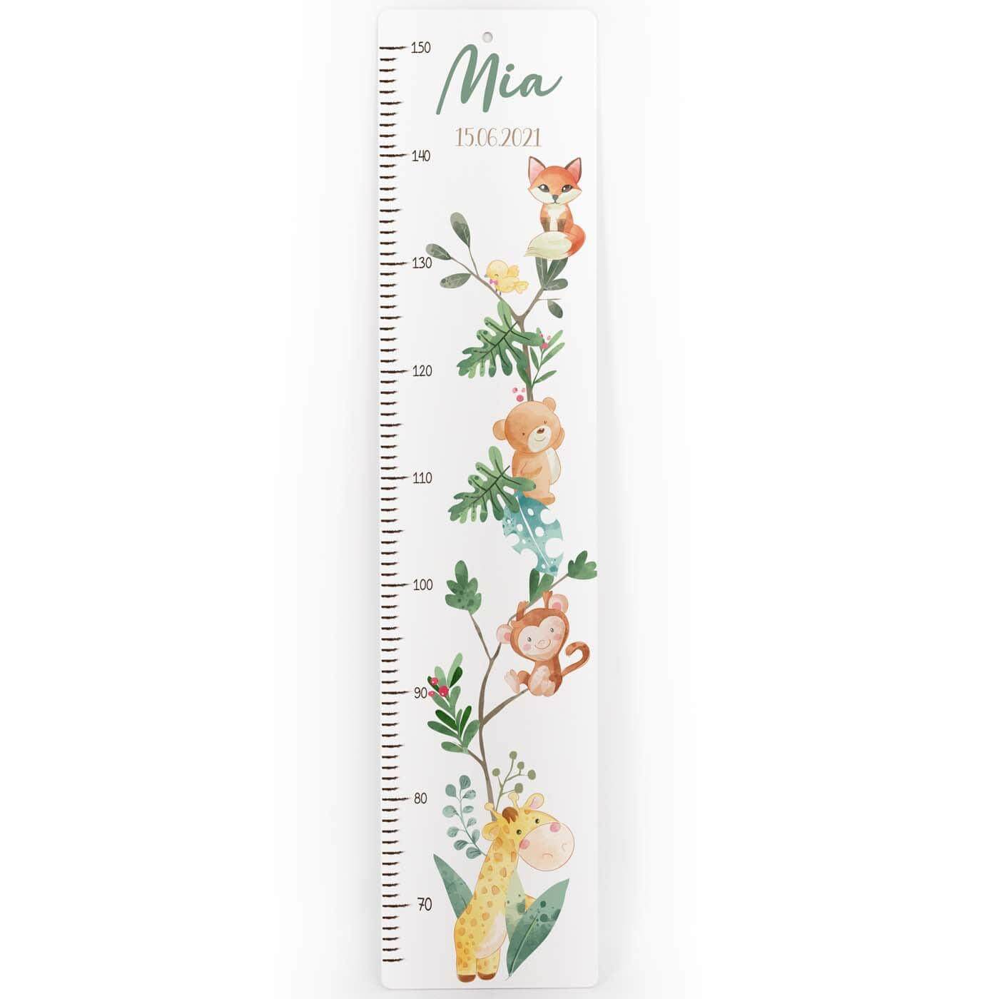 personalized wooden bear and jungle height chart