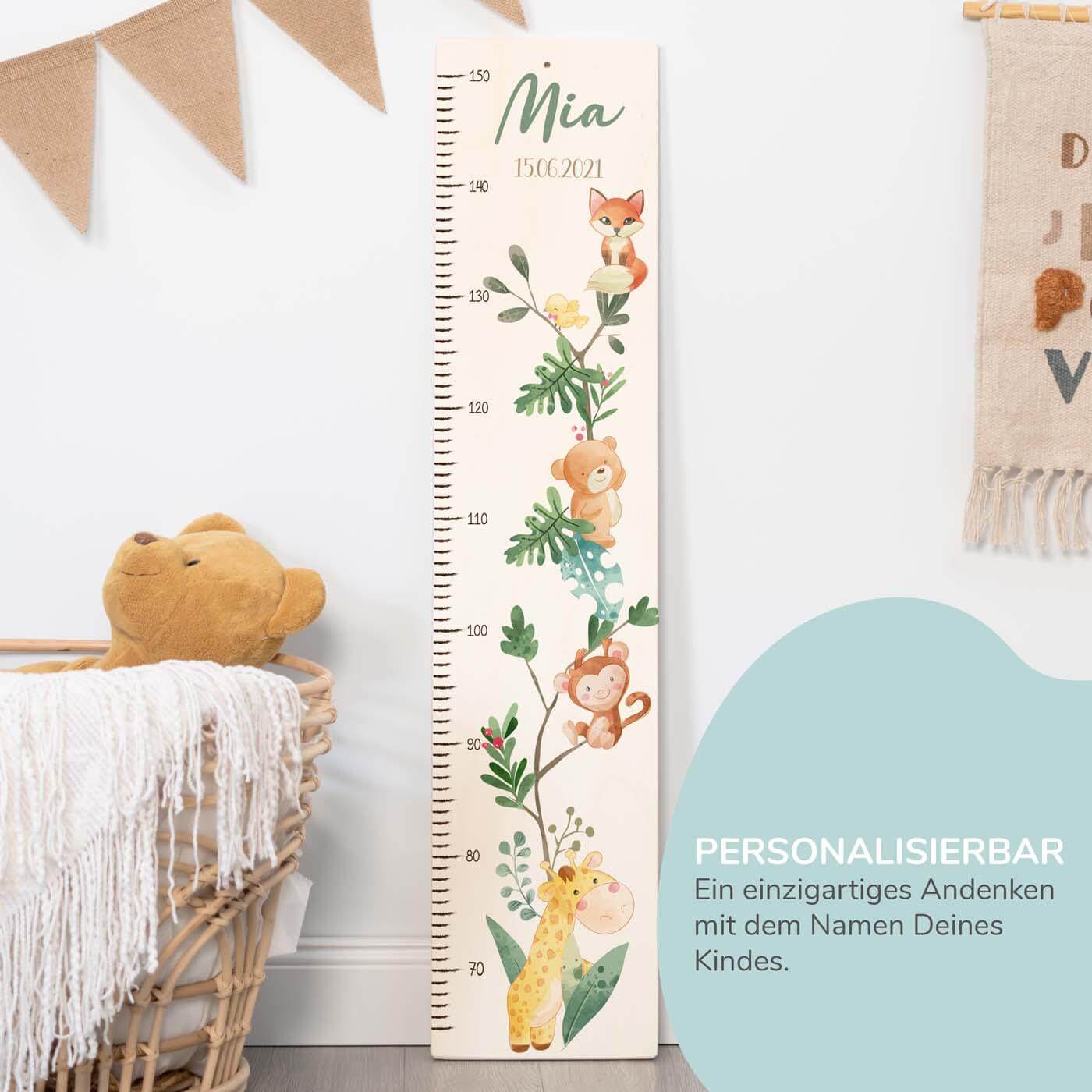 high-quality personalized bear and jungle height chart