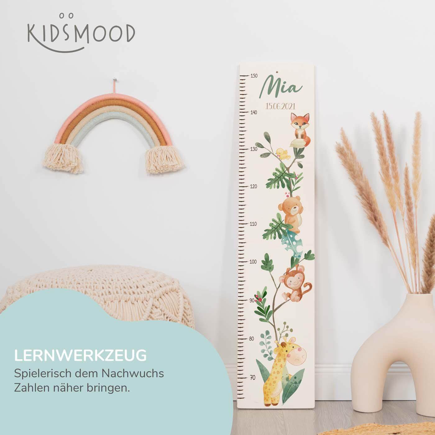 height chart with bear and jungle design and personalized name