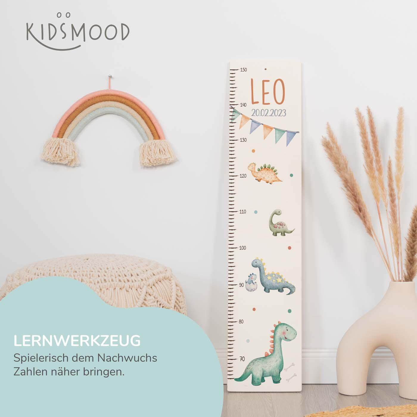 messlatte mit dino motiv für kinder