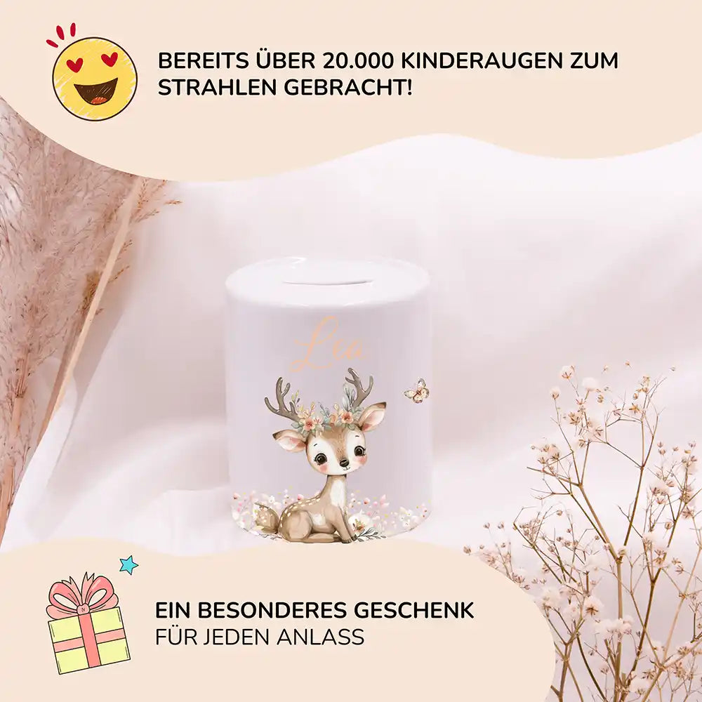 Spardose Kinder aus Keramik - Baby Reh