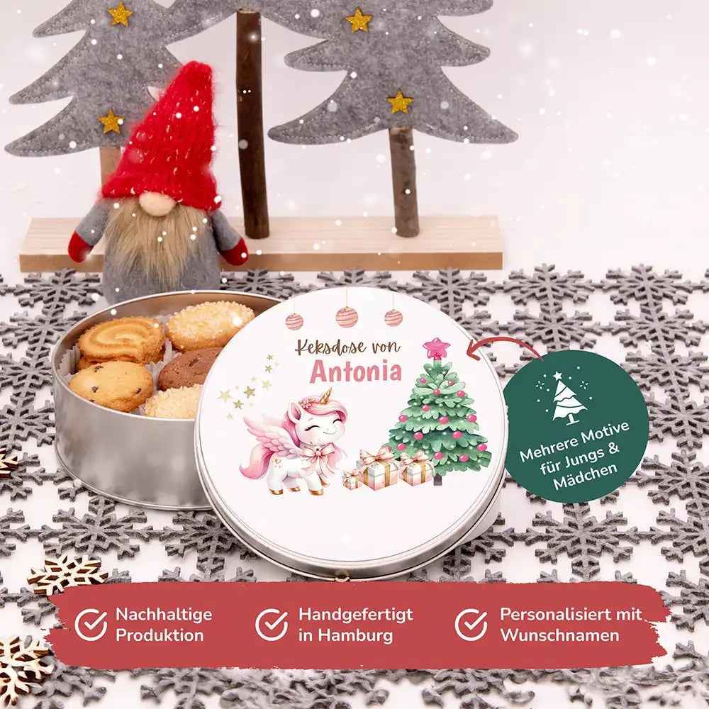 Keksdose aus Metal personalisiert - Einhorn