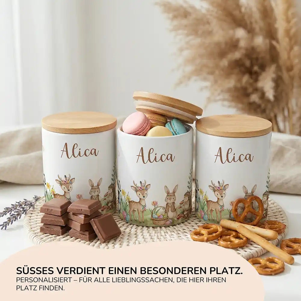 Personalisierte Keksdose Ostern Waldtiere-Treff - Ansicht 15