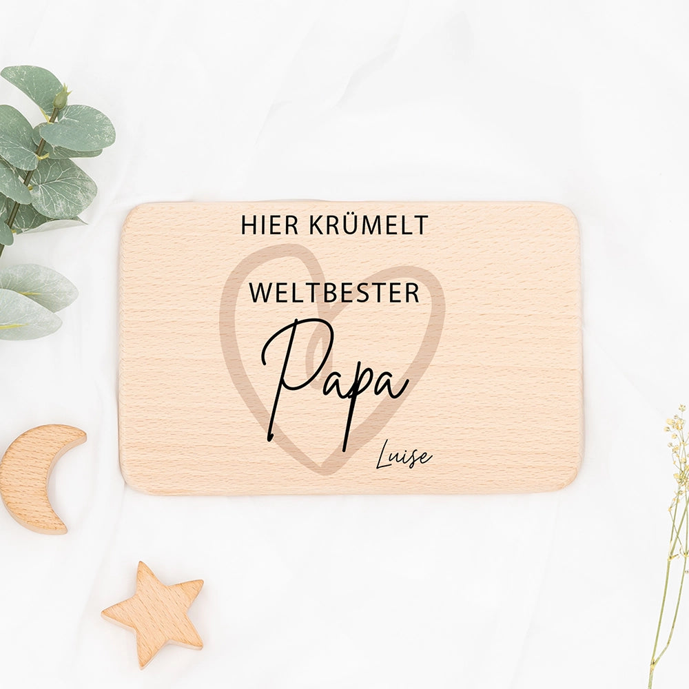 Frühstücksbrettchen Holz Weltbester Papa mit Gravur - Geschenk Vatertag