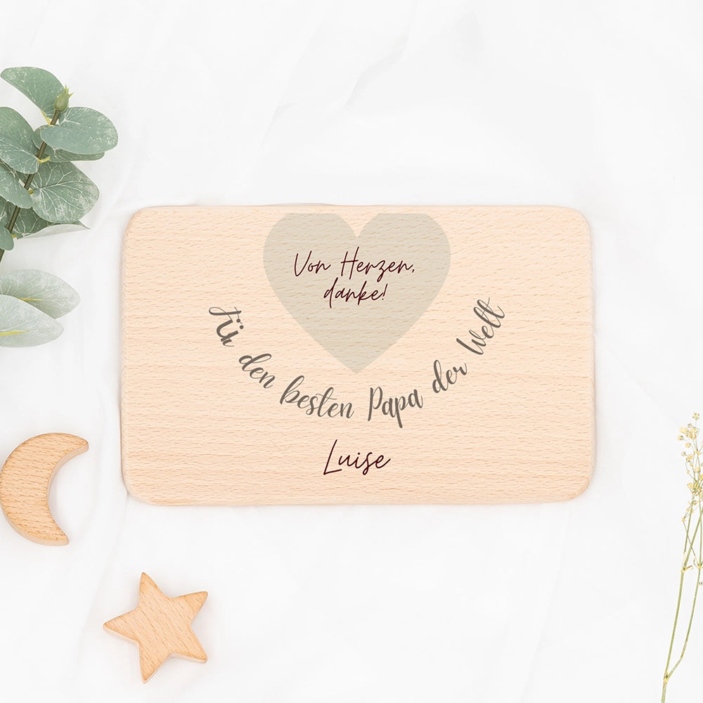 Frühstücksbrettchen Holz Für den besten Papa der Welt mit Gravur - Geschenk Vatertag