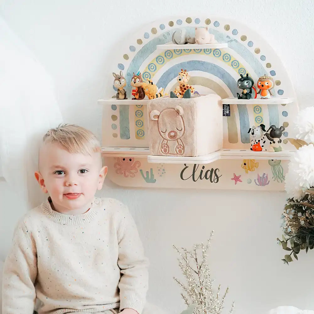 Tonie Regal aus Holz, Toniebox Regal personalisiert Regenbogen 10