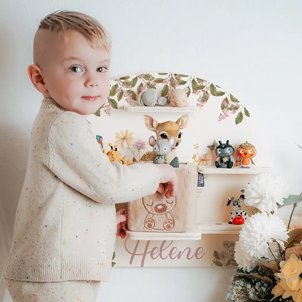Tonie Regal aus Holz, Toniebox Regal personalisiert Reh im Wald