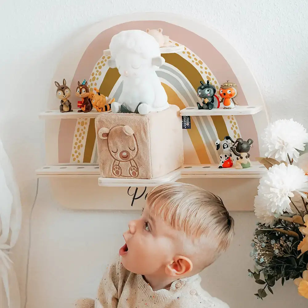 Tonie Regal aus Holz, Toniebox Regal personalisiert Regenbogen 2