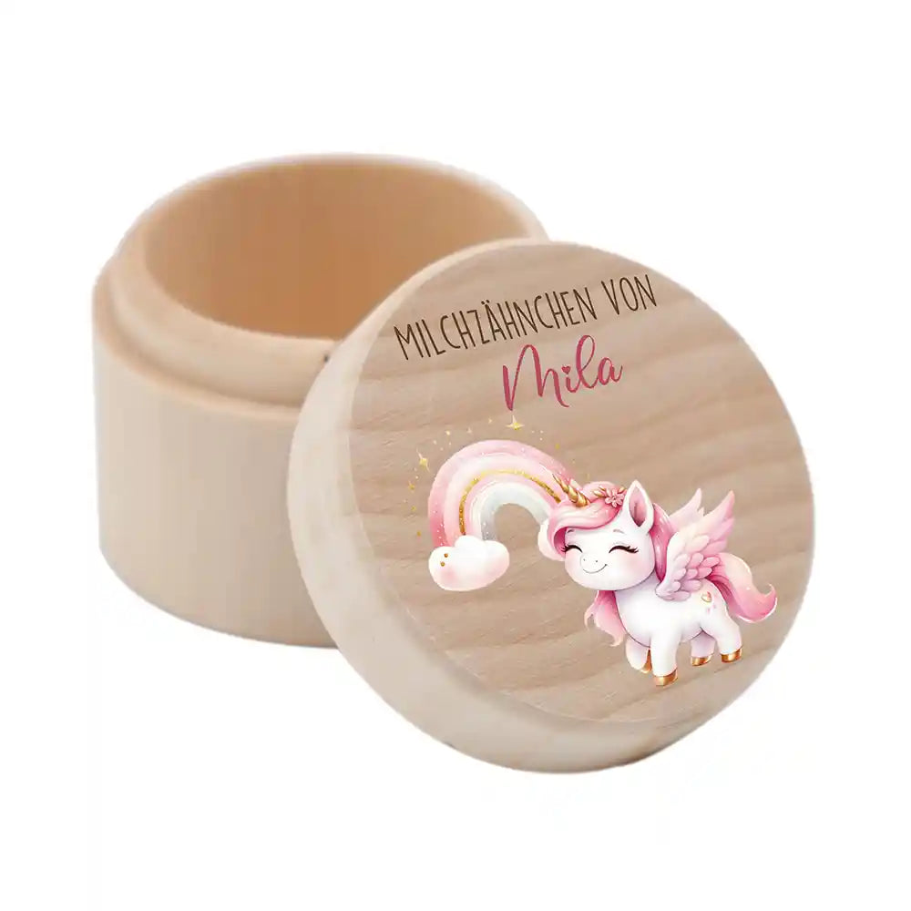 Zahndose Milchzähne personalisiert - Einhorn Motiv