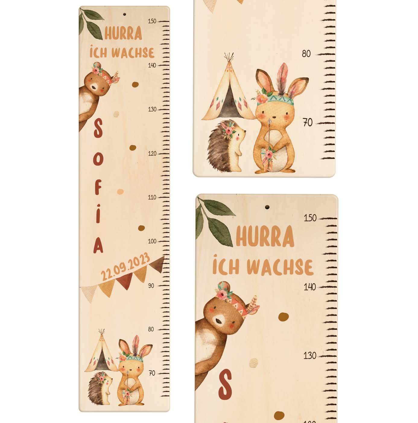 nahaufnahme der messlatte mit hurra, ich wachse motiv
