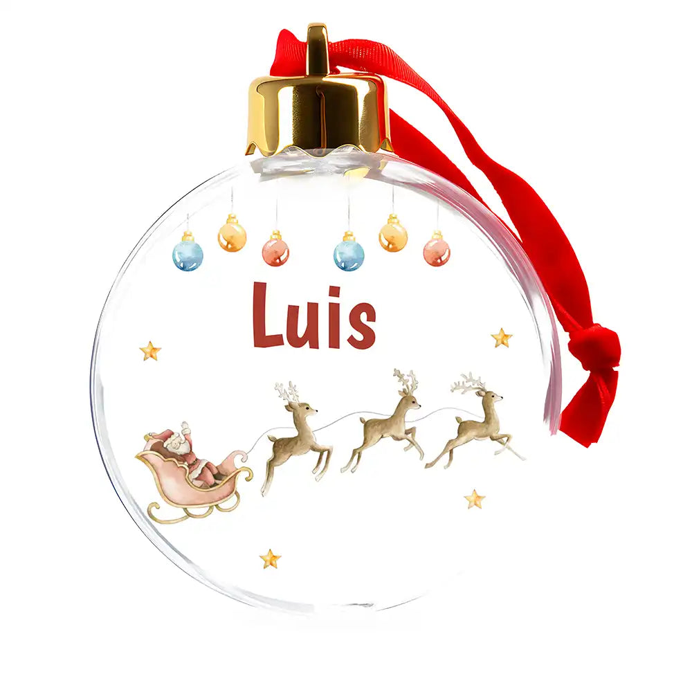 Weihnachtskugel personalisiert mit Namen - Rentierschlitten