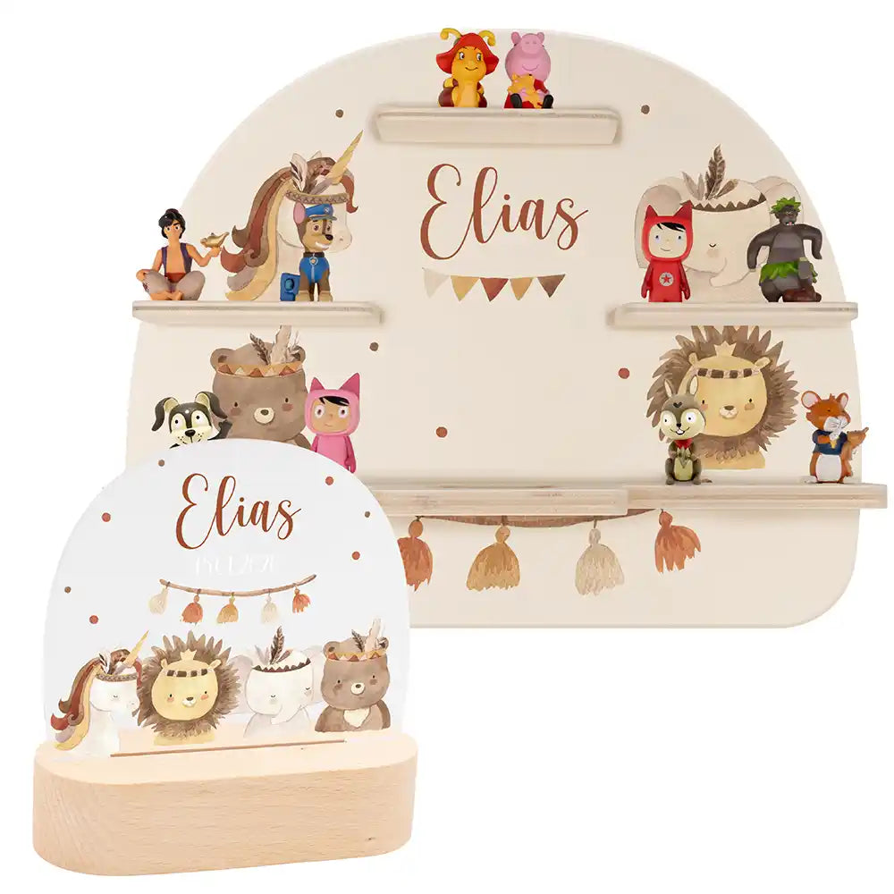 Kinderzimmer Bundle Tonieregal und Nachtlicht - Bär mit Löwe