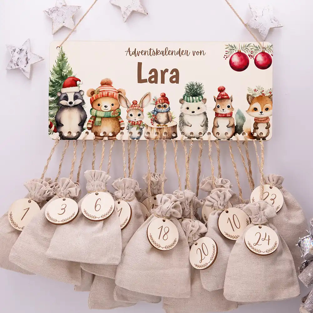 Personalisierbarer Adventskalender farbig - Weihnachtliche Stimmung