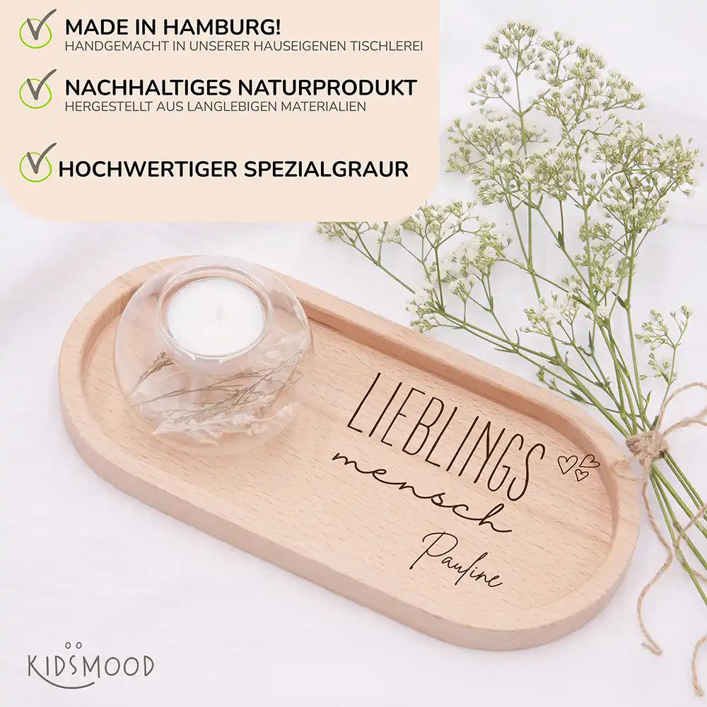 Personalisiertes Holz-Serviertablett "Lieblings-Mensch" - Vatertag Geschenk