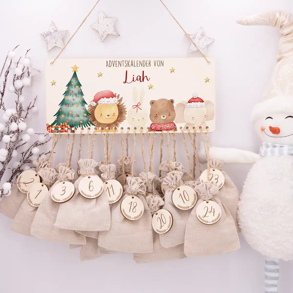 Personalisierbarer Adventskalender farbig - Weihnachten