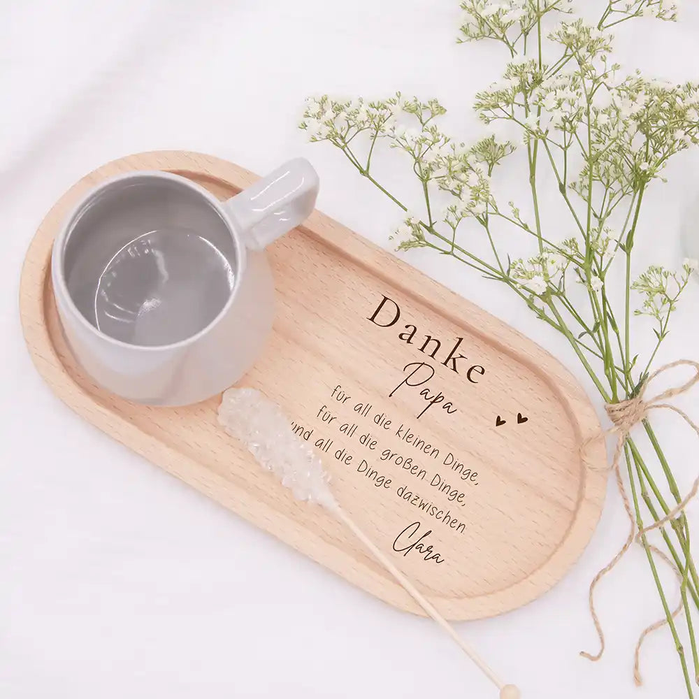 Personalisiertes Holz-Serviertablett "Danke Papa" - Vatertag Geschenk