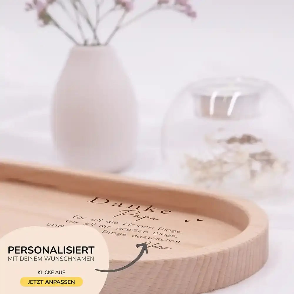 Personalisiertes Holz-Serviertablett "Danke Papa" - Vatertag Geschenk