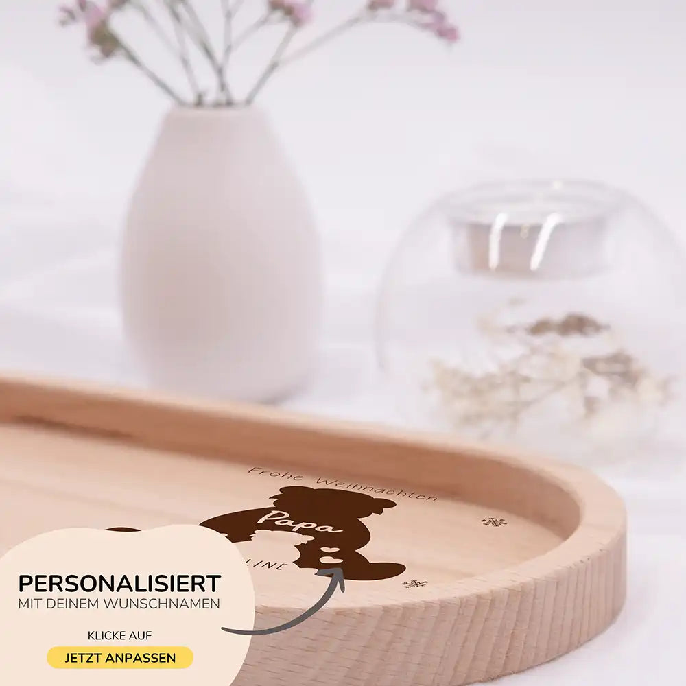 Holz-Serviertablett Papa-Weihnachtsgeschenk - Papa Bär