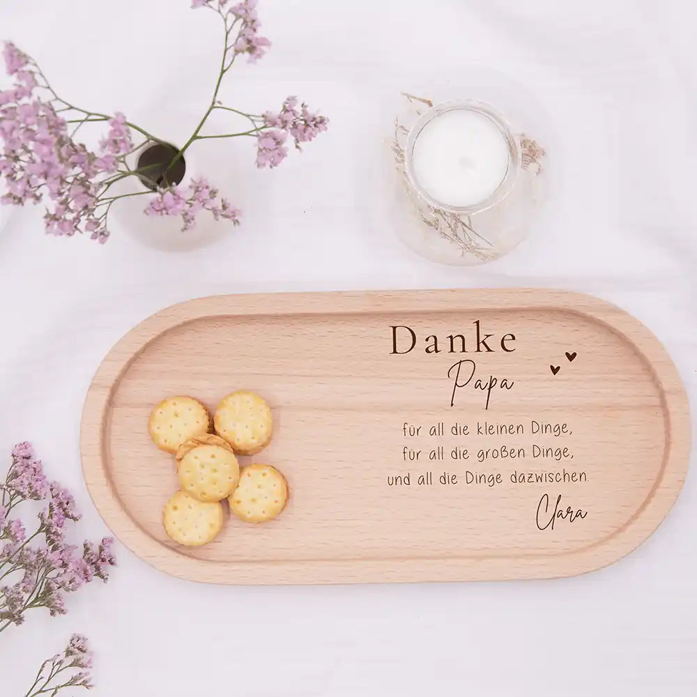 Personalisiertes Holz-Serviertablett "Danke Papa" - Vatertag Geschenk
