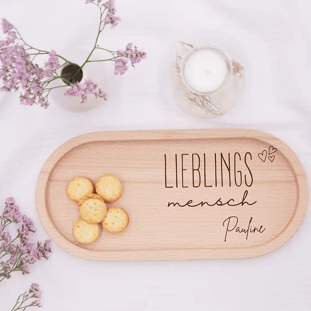 Personalisiertes Holz-Serviertablett "Lieblings-Mensch" - Vatertag Geschenk
