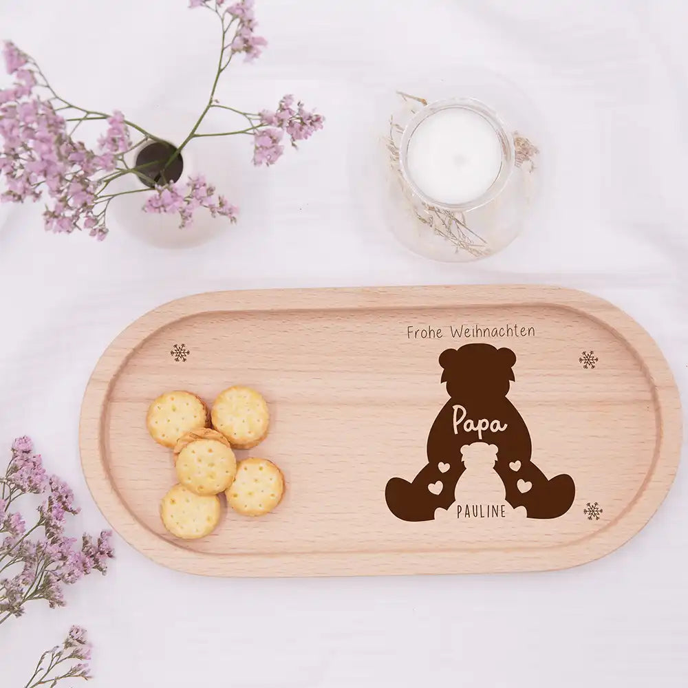 Holz-Serviertablett Papa-Weihnachtsgeschenk - Papa Bär