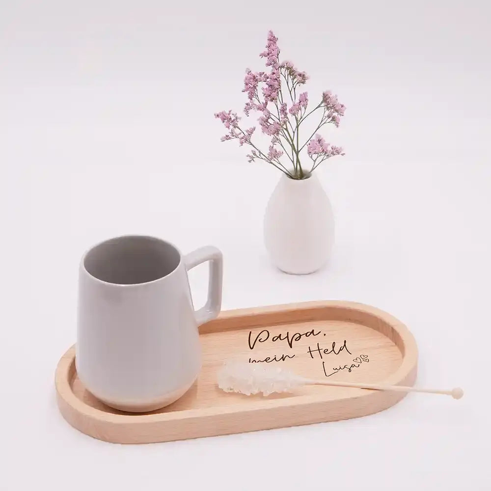 Personalisiertes Holz-Serviertablett "Papa, mein Held" - Vatertag Geschenk