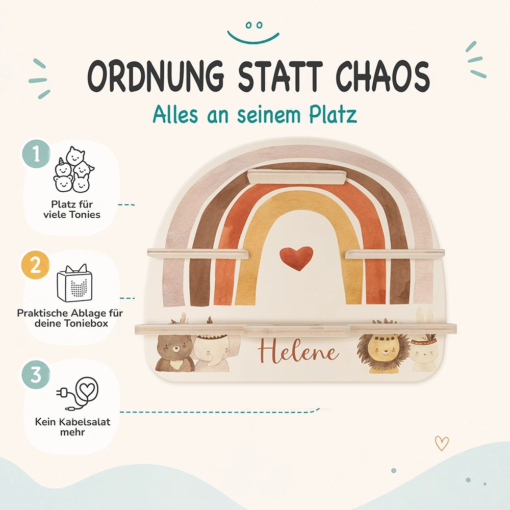 Tonie Regal aus Holz, Toniebox Regal personalisiert Regenbogen 8