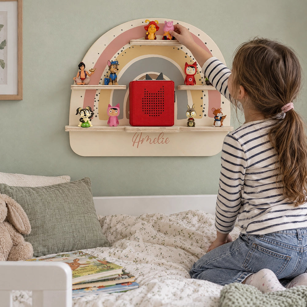 Tonie Regal aus Holz, Toniebox Regal personalisiert Regenbogen 6