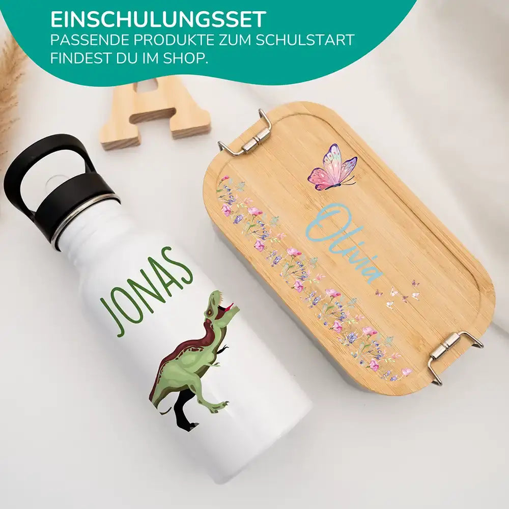 dino trinkflasche für kinder mit integriertem trinkhalm