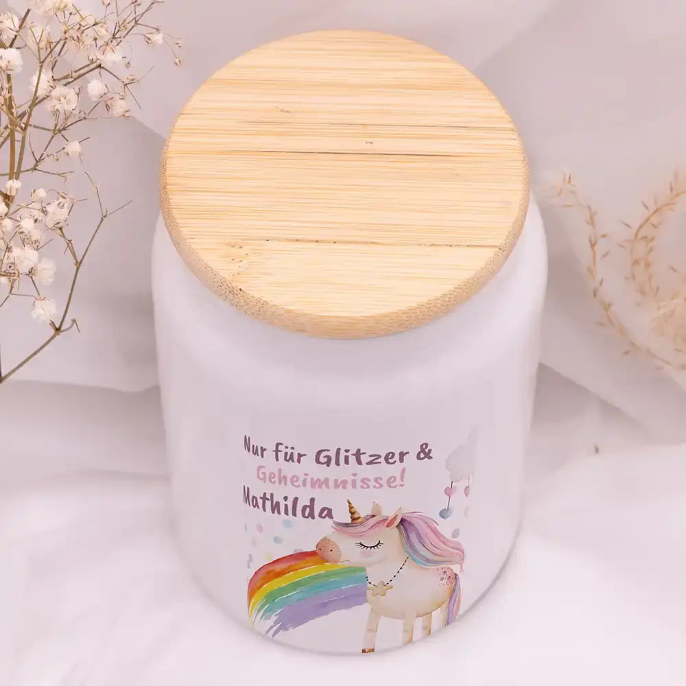 Personalisierbare Keksdose mit Name - Einhorn