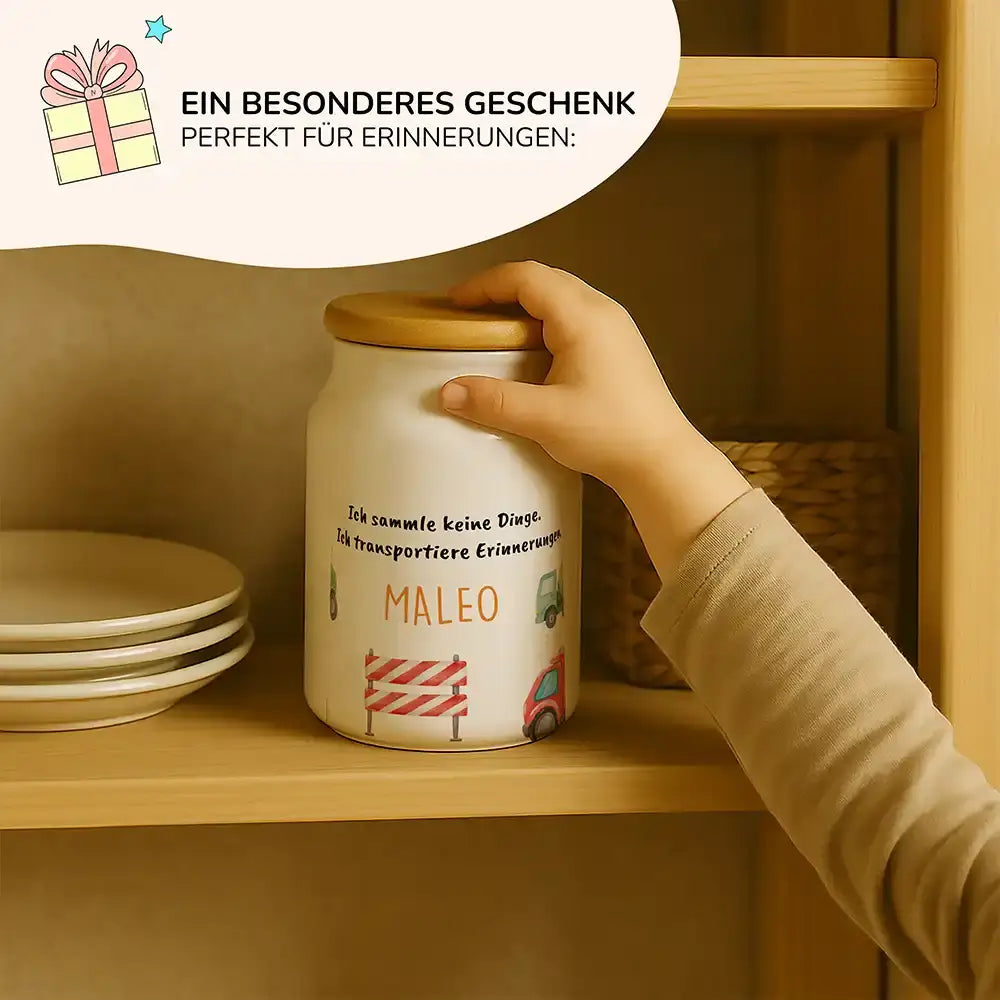 Personalisierbare Keksdose mit Name - Baustelle