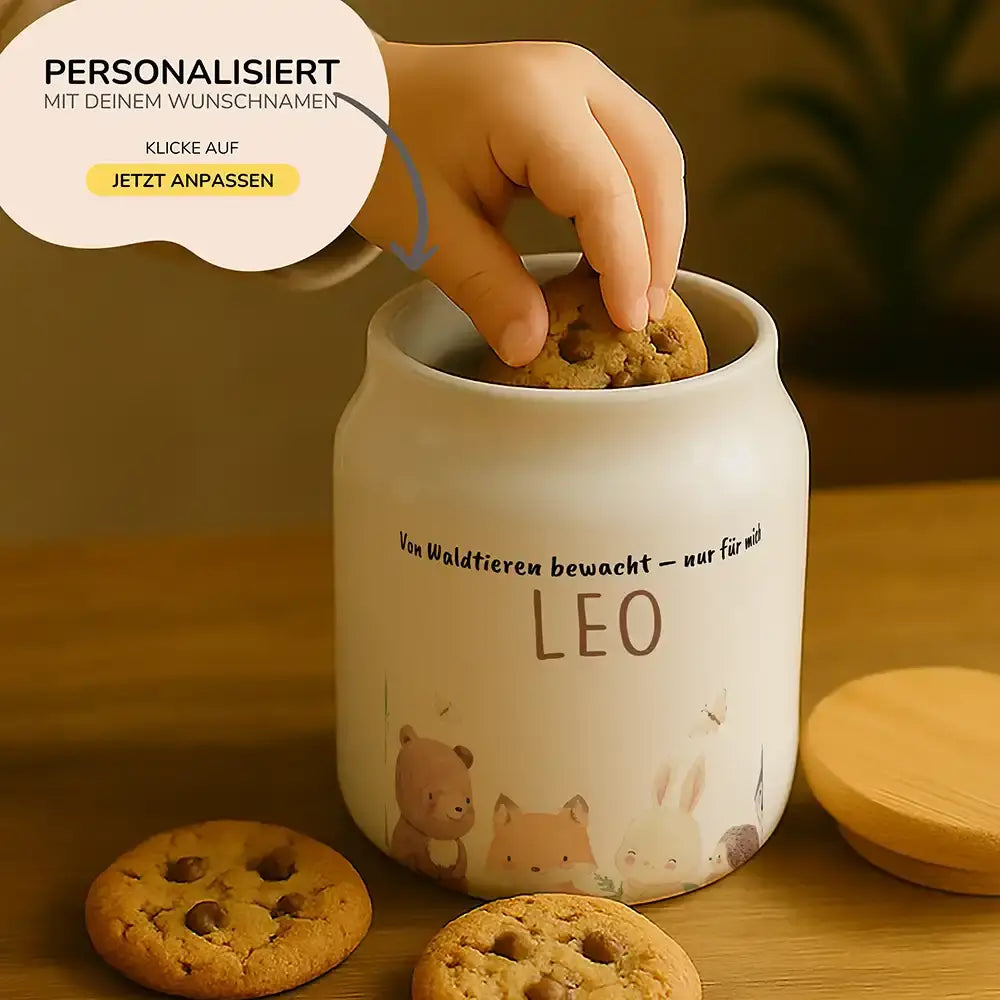 Personalisierbare Keksdose mit Name - Niedlicche Waldtiere