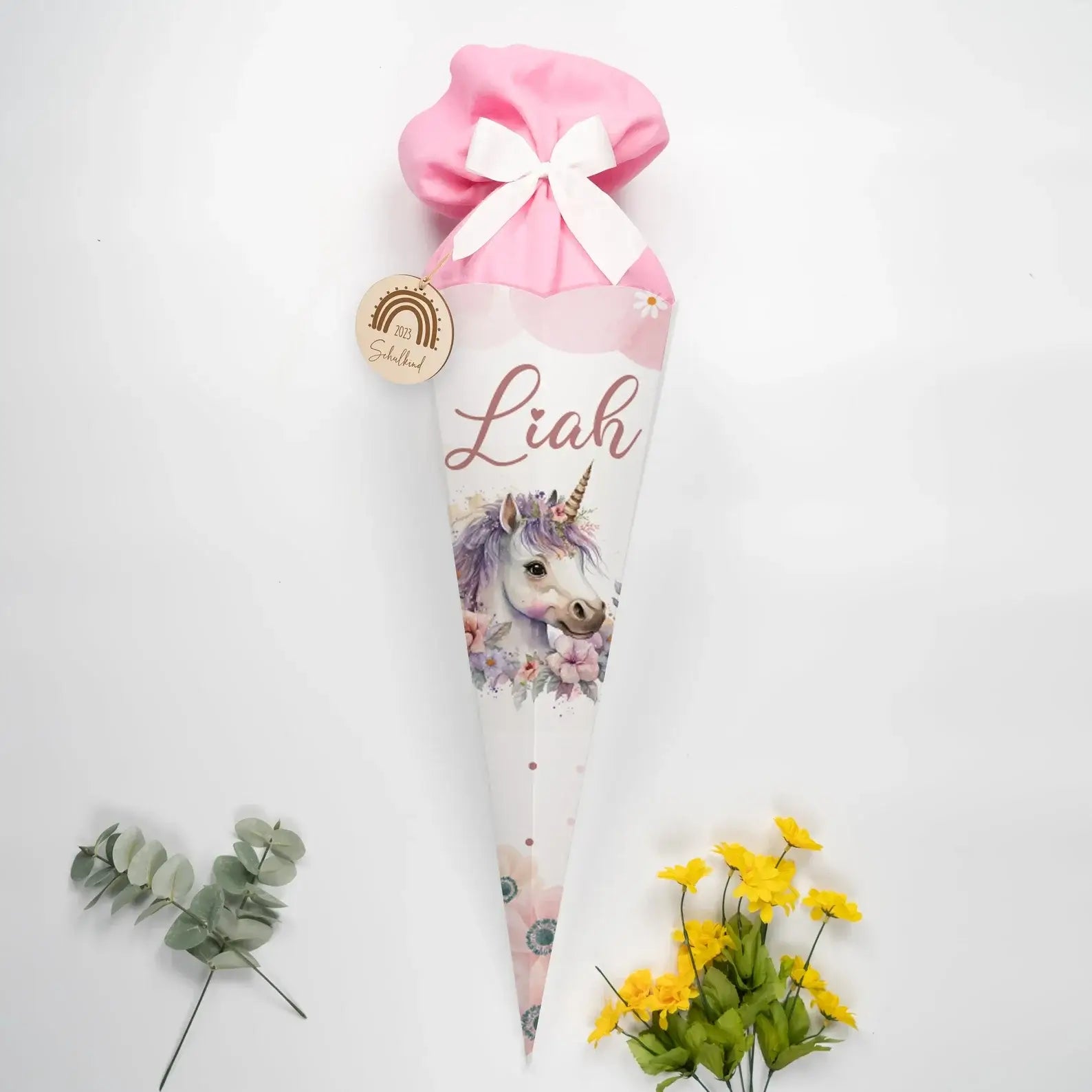 Personalisierte Schultüte mit Namen - Einhorn
