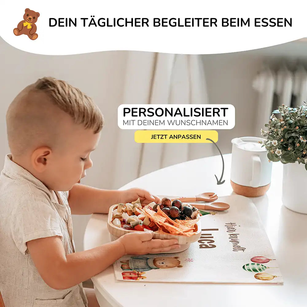 Tischset Kinder personalisiert Weihnachtsmotiv - Mini-Tierchen-Welt
