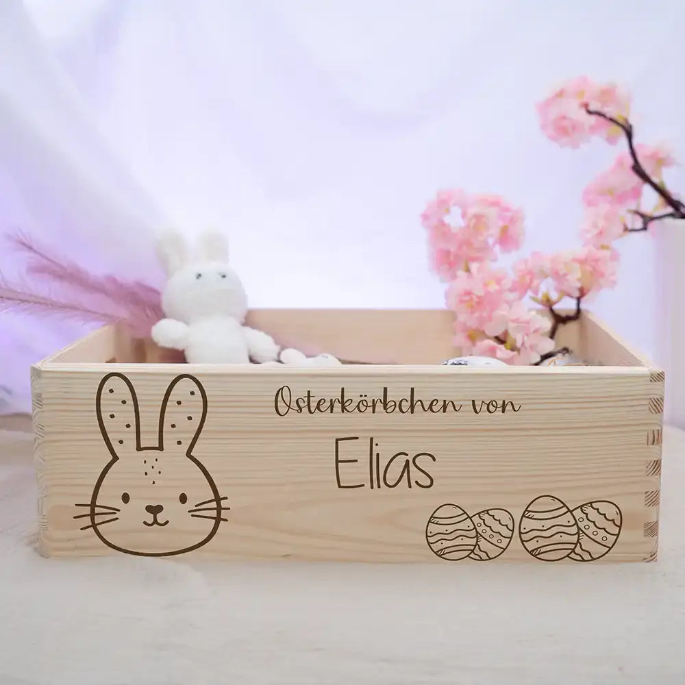 Osterkiste Holz personalisiert - Häschenschatz