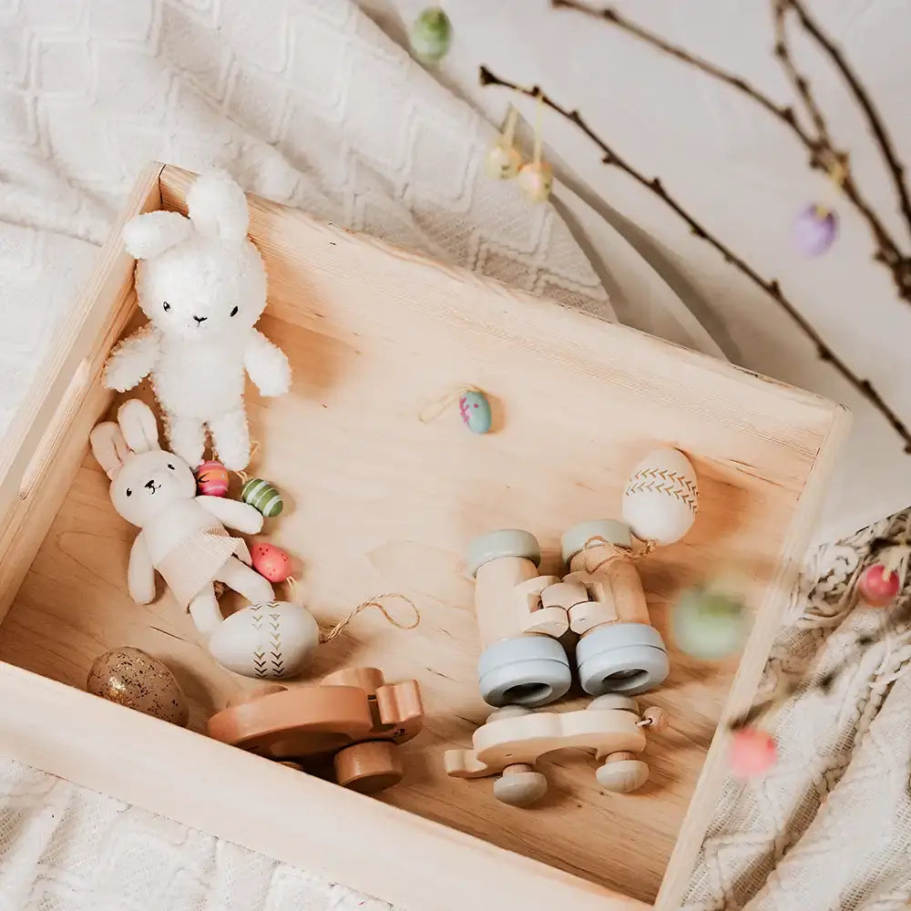 Osterkiste Holz personalisiert - Hasengarten