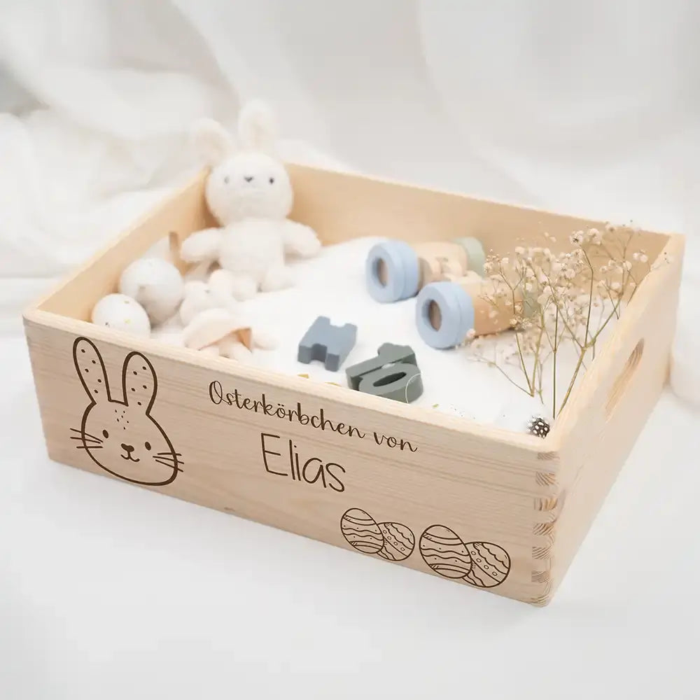 Osterkiste Holz personalisiert - Häschenschatz