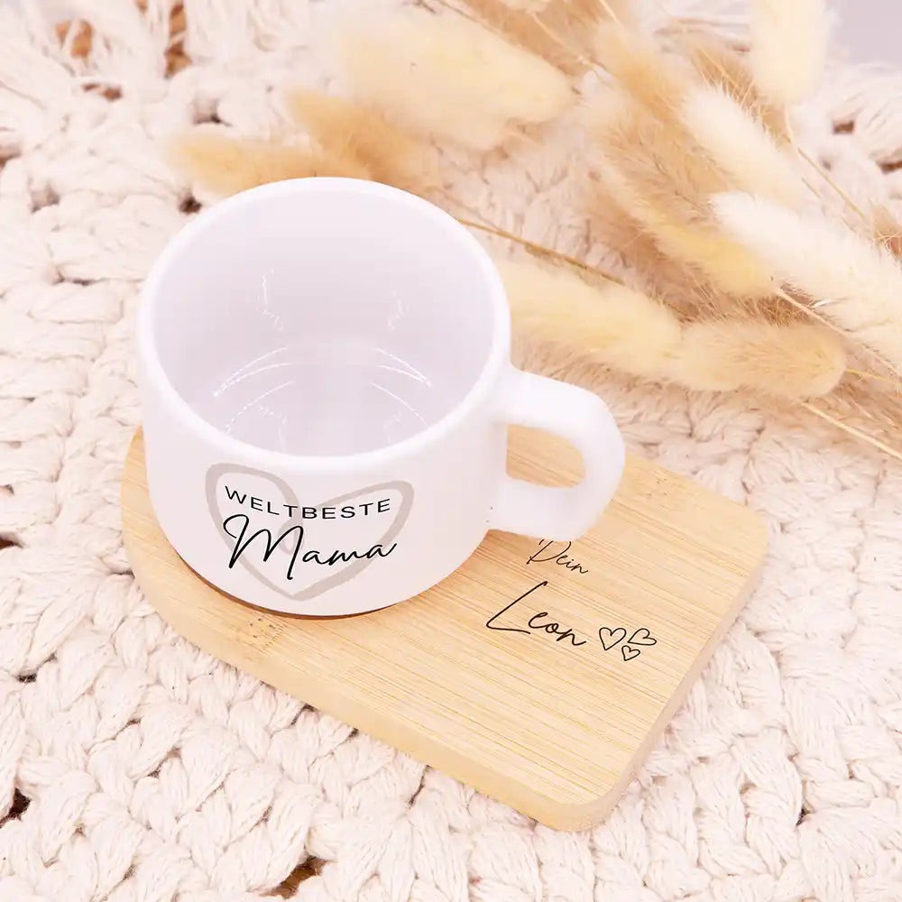 Personalisierte Tasse mit Namen Muttertag Weltbeste Mama Herz – alle Ansichten