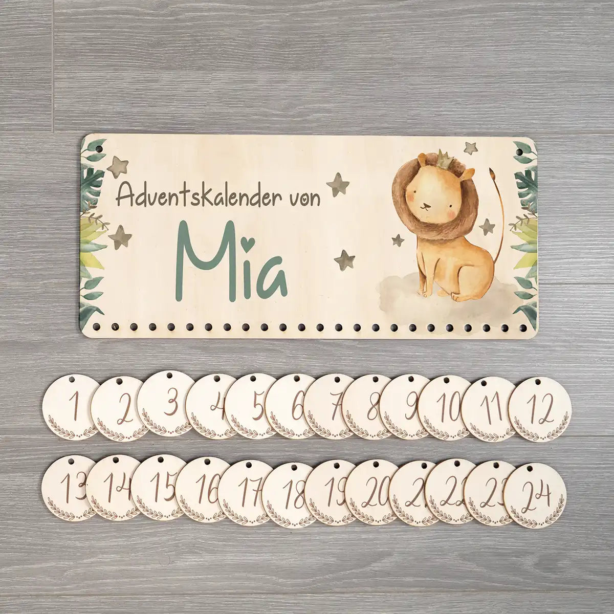 Personalisierbarer Adventskalender farbig - Safari Löwe