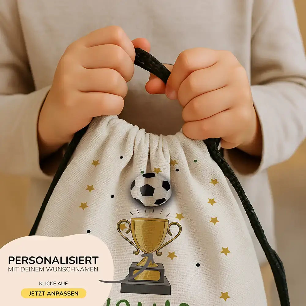 Personalisierter Turnbeutel mit Namen - Fußball Pokal