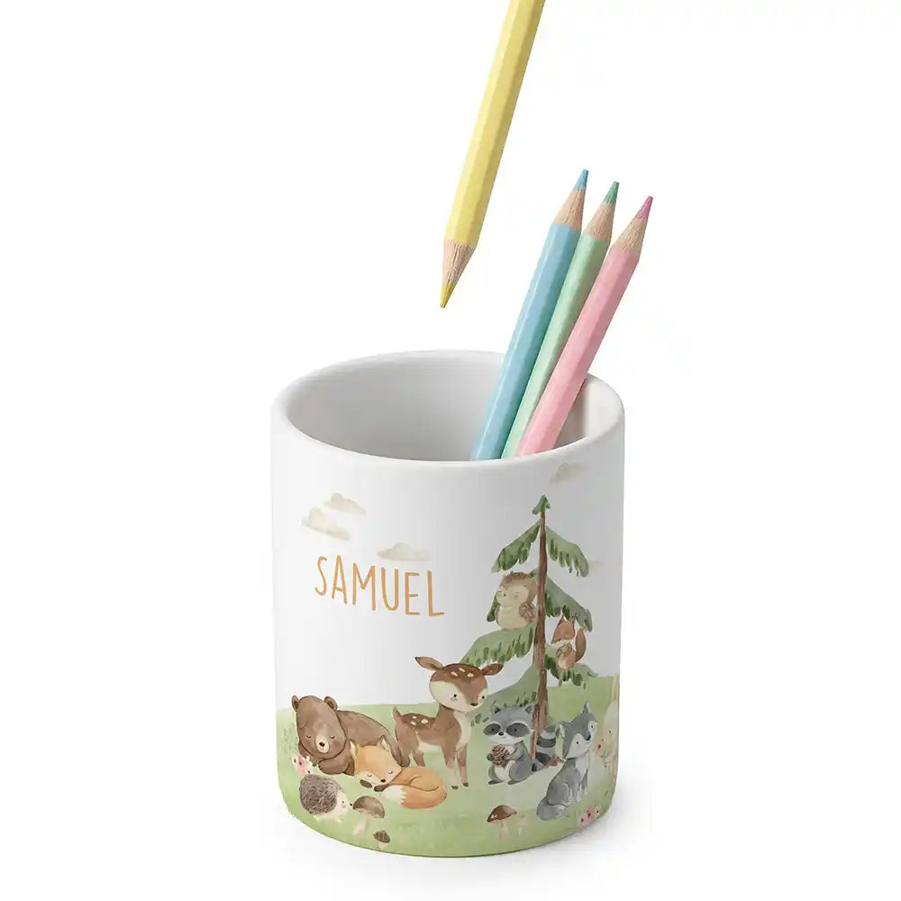 Zahnbürstenhalter Kinder Waldszene V - mit Namen aus Keramik