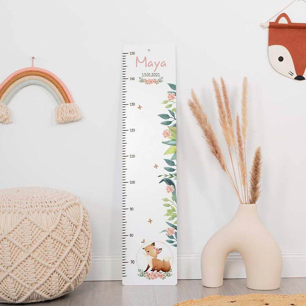close-up of growth chart with fuchs motif