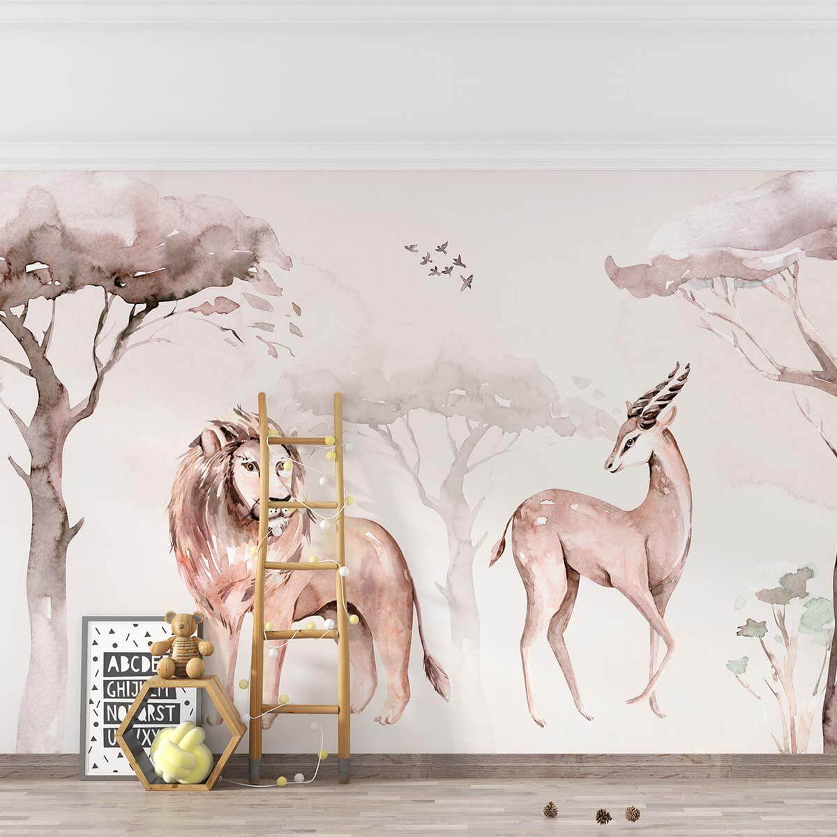 leopard wall mural with dense jungle foliage